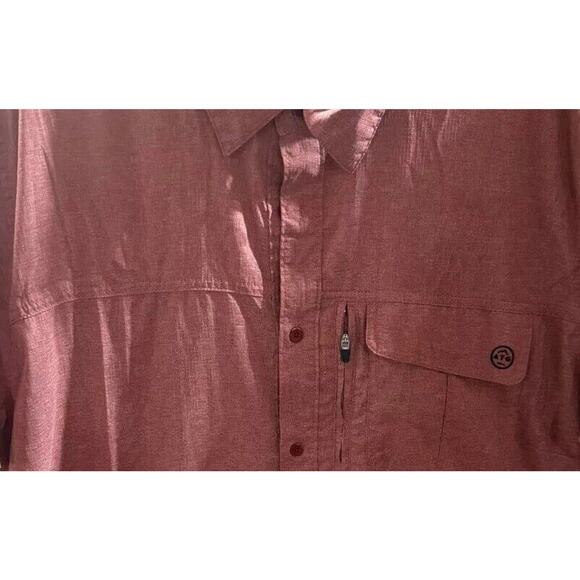 Wrangler Casual Shirt Men's XL Maroon All Terrain Gear Regular Fit Button Down - Picture 2 of 8